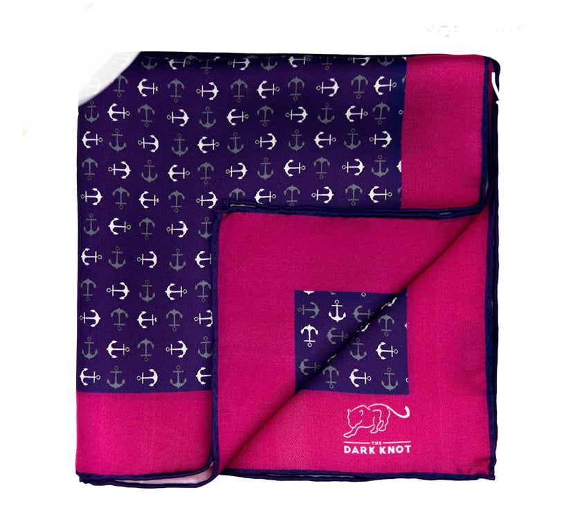 Dark Knot Anchor Silk Pocket Square