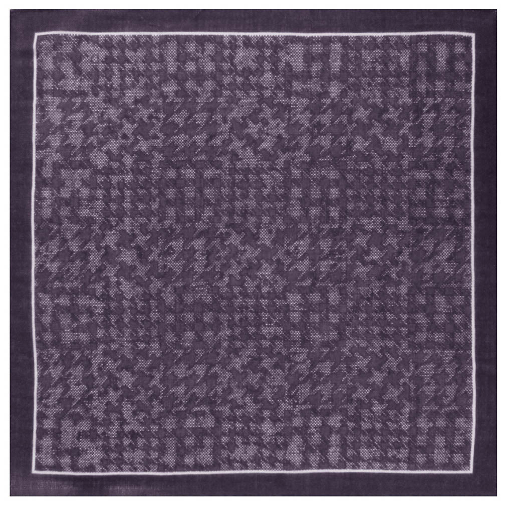 Purple Houndstooth Wool Pocket Square