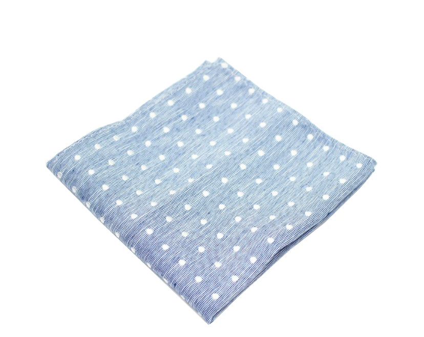 Blue and White Polkadot Pocket Square